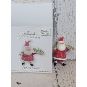 Hallmark miniature festive Santa ornament Xmas